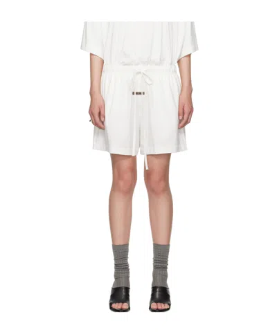 Essentials Fear Of God  Logo-patch Drawstring Shorts In White