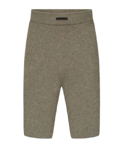 Essentials Fear Of God  Logo Patch Ribbed Shorts In Neutral