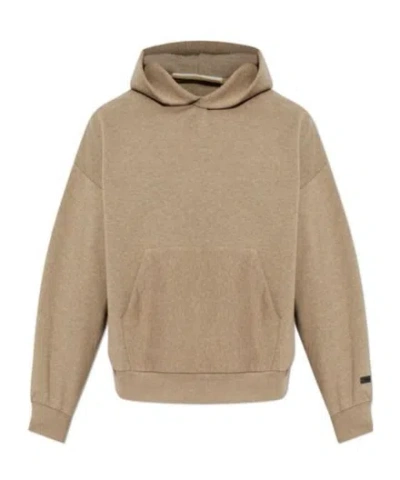 Essentials Fear Of God  Logo Printed Hoodie In Brown