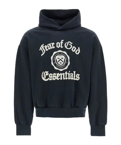 ESSENTIALS FEAR OF GOD ESSENTIALS LOGO PRINTED LONG-SLEEVED HOODIE