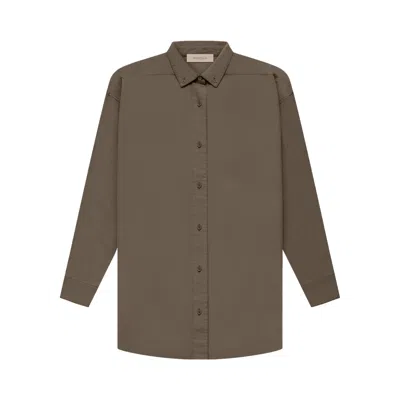 Pre-owned Essentials Fear Of God  Long-sleeve Oxford 'wood' In Brown