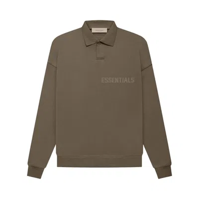 Pre-owned Essentials Fear Of God  Long-sleeve Polo 'wood' In Brown