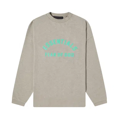 Pre-owned Essentials Fear Of God  Long-sleeve T-shirt 'dark Heather Oatmeal' In Grey
