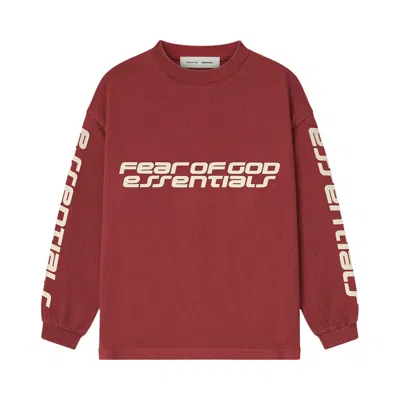 Pre-owned Essentials Fear Of God  Long-sleeve Tee 'crimson' | Red | Kid's Size 10