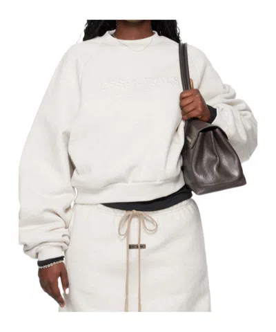 Essentials Fear Of God  Long-sleeved Cropped Sweatshirt In White