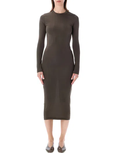 Essentials Fear Of God  Lons Sleeve Rib Cotton Dress In Brown