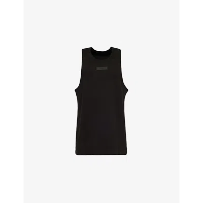Essentials Fear Of God  Mens Black Brand-patch Sleeveless Stretch-cotton Top