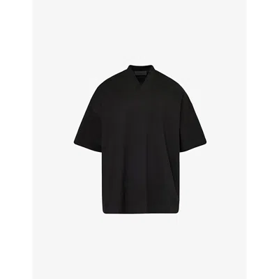 Essentials Fear Of God  Mens Black Branded V-neck Cotton-jersey T-shirt