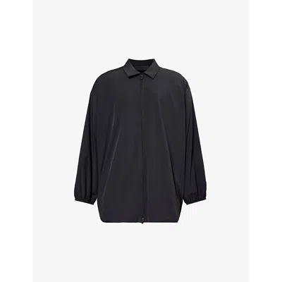 Essentials Fear Of God  Mens Black  Zipped Relaxed-fit Stretch-woven Overshirt