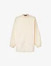Essentials Fear Of God  Mens Cloud Dancer  Button Down Brand-patch Relaxed-fit Cotton-blend In Cloud Dancer