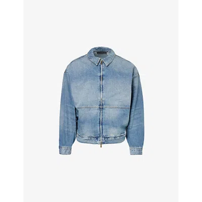 Essentials Fear Of God  Mens Medium Wash  Brand-patch Relaxed-fit Denim Jacket