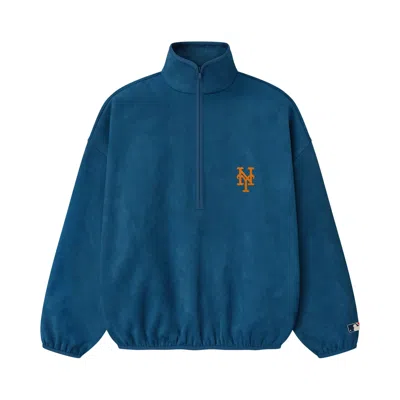 Pre-owned Essentials Fear Of God  Mets Suede Fleece Modern Half Zip 'blue Sapphire' | Men's Size S