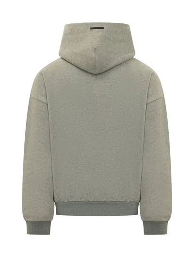Essentials Fear Of God  Mini  Sweatshirt With Hood And Front Pocket In Concrete Heather/dark Concrete Heather
