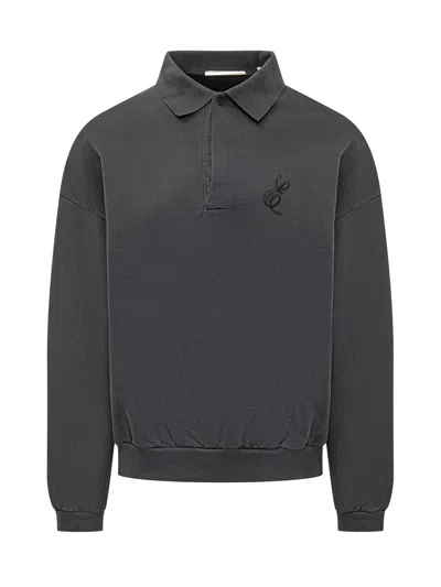 Essentials Fear Of God  Mini Polo Sweatshirt In Vintage Black