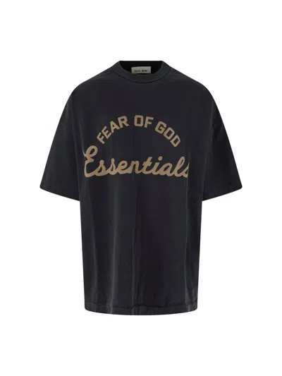 Essentials Fear Of God  Minimalist 100% Cotton Crewneck T-shirt For Men In Gray