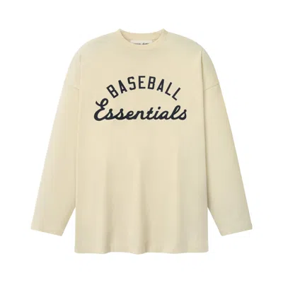Pre-owned Essentials Fear Of God  Mlb Boxy Long Sleeve Tee 'oat' | Cream | Men's Size S In White