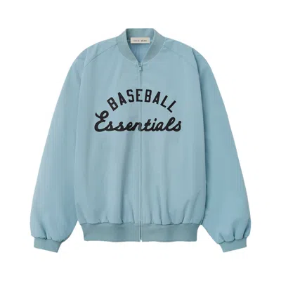 Pre-owned Essentials Fear Of God  Mlb Full Zip Bomber 'stone Blue' | Men's Size Xxl