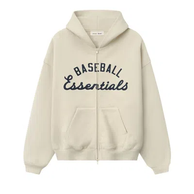 Pre-owned Essentials Fear Of God  Mlb Full Zip Sport Hoodie 'oat' | Cream | Men's Size L
