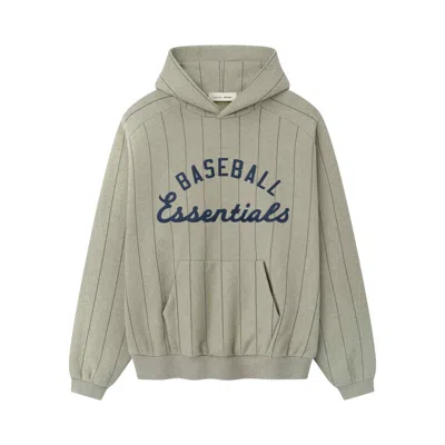 Pre-owned Essentials Fear Of God  Mlb Raglan Sport Hoodie 'seal Heather W/ Black Pinstripes' | Grey | Men's Siz In Gray