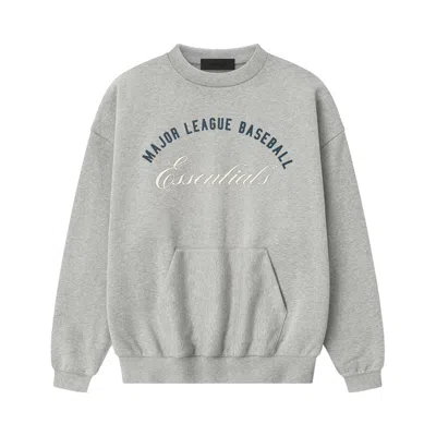 Pre-owned Essentials Fear Of God  Mlb Sport Crewneck 'concrete Heather' | Grey | Men's Size Xs In Gray