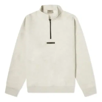 Essentials Fear Of God  Mockneck Half Zip Sweatshirt 'light Heather Oatmeal'