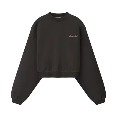 Pre-owned Essentials Fear Of God  Modern Cropped Crewneck Sweatshirt 'ink Black' | Women's Size Xs