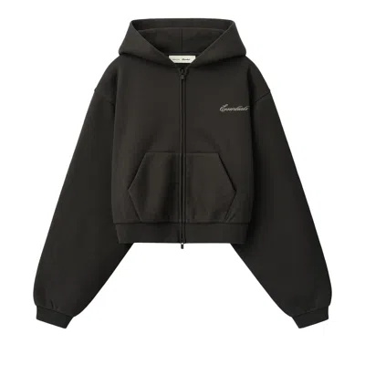 Pre-owned Essentials Fear Of God  Modern Cropped Zip Hoodie 'ink Black' | Women's Size S
