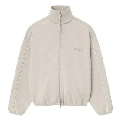 Essentials Fear Of God  Modern Fleece Track Jacket With Piping 'heather Stone Cloud White' In Gray