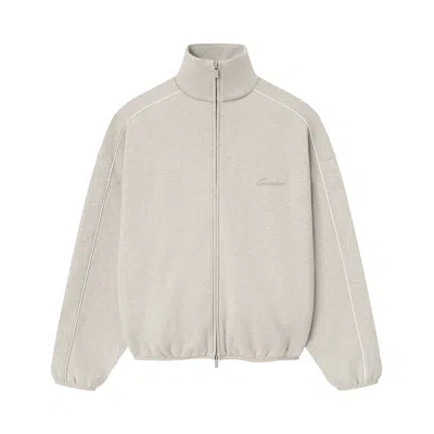 Pre-owned Essentials Fear Of God  Modern Fleece Track Jacket With Piping 'heather Stone/cloud White' | Grey | M