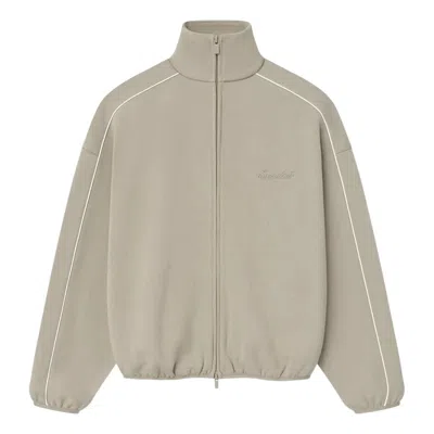 Essentials Fear Of God  Modern Fleece Track Jacket With Piping 'timber Cloud White' In Green