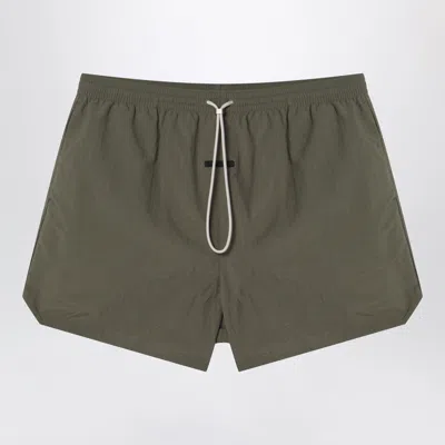 Essentials Fear Of God  Moss Green Nylon Swim Shorts In Gray