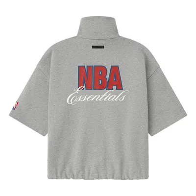 Essentials Fear Of God  Nba High Neck Jacket 'concrete Heather' In Gray