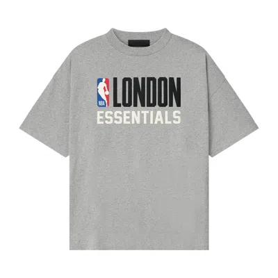 Pre-owned Essentials Fear Of God  Nba London 90s Fit Tee 'concrete Heather' | Grey | Men's Size Xs In Gray