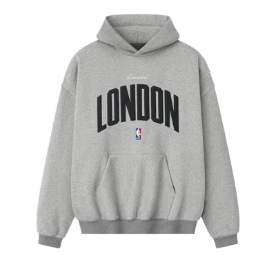 Pre-owned Essentials Fear Of God  Nba London 90s Hoodie 'concrete Heather' | Grey | Men's Size Xxl In Gray