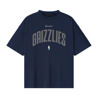 Pre-owned Essentials Fear Of God  Nba Memphis Grizzlies 90s Fit Tee 'midnight Navy' | Blue | Men's Size Xs