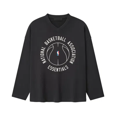 Pre-owned Essentials Fear Of God  Nba X Barkley Hendricks Long Sleeve V-neck Tee 'faded Black' | Men's Size Xl