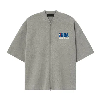 Pre-owned Essentials Fear Of God  Nba Zip Up Jacket 'concrete Heather' | Grey | Men's Size Xxl In Gray