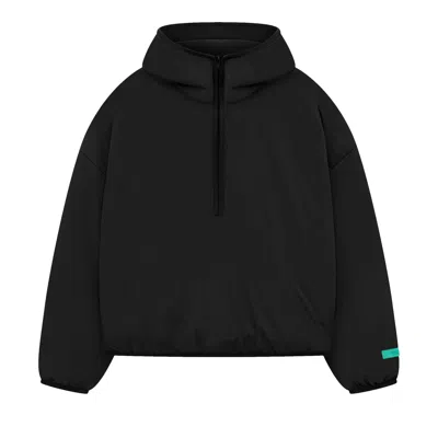Pre-owned Essentials Fear Of God  Nylon Filled Half Zip Hoodie 'jet Black'