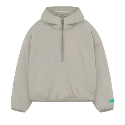Pre-owned Essentials Fear Of God  Nylon Filled Half Zip Hoodie 'seal' In Grey