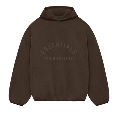 Pre-owned Essentials Fear Of God  Nylon Fleece Hoodie 'heather Wood/wood' In Grey