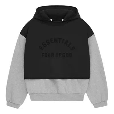 Essentials Fear Of God  Nylon Fleece Hoodie 'light Heather Grey Jet Black'
