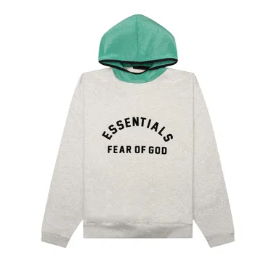 Pre-owned Essentials Fear Of God  Nylon Fleece Hoodie 'light Heather Grey/mint Leaf'