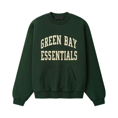 Pre-owned Essentials Fear Of God  Packers 90s Relaxed Crewneck 'forest' | Green | Men's Size M