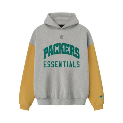 Pre-owned Essentials Fear Of God  Packers Sport Hoodie 'concrete Heather/canyon' | Grey | Men's Size Xs In Gray