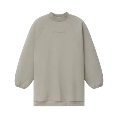 Pre-owned Essentials Fear Of God  Pique 90s Relaxed Mockneck Raglan Ls Tee 'pyrite Heather' | Tan | Men's Size