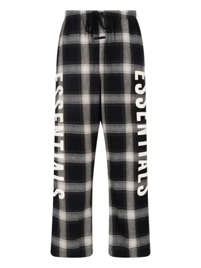 Essentials Fear Of God  Plaid Drawstring Lounge Pants In Grey