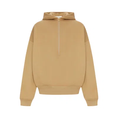Pre-owned Essentials Fear Of God  Property Lounge Half Zip Hoodie 'dune' | Tan | Men's Size L In Brown