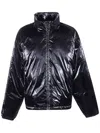 Essentials Metallic-effect Funnel Jacket In Black