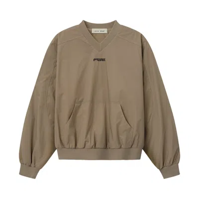 Pre-owned Essentials Fear Of God  Pullover Track Jacket 'clay' | Tan | Men's Size Xl