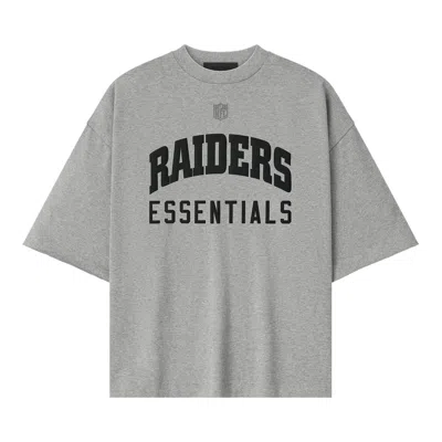 Pre-owned Essentials Fear Of God  Raiders 90s 3/4 Sleeve Tee 'concrete Heather' | Grey | Men's Size S In Gray